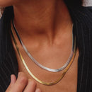 Herringbone Gold Color Chain Necklace For Women Jewelry