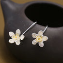 sterling Silver Long Flower Earrings