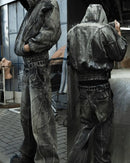 Stitching Men's Black Washed Jeans