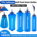 250ml to 750ml Soft Collapsible Water Bottle for Running Hiking Cycling