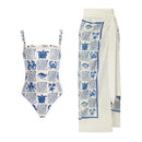 Vintage Print Swimsuit Monokini Bikini 2 Piece Swimsuits Two Piece Tank