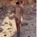 Women Swimwear Up Beach Sexy See Through Maxi Slit Bodycon Summer Dress