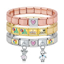 NewCharms 2 of Goldtone Trim Italian Charm Starter Bracelet