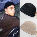 Women Men Solid Color Warm Knitted Brimless Hat