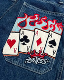 vintage Embroidered high quality jeans Hip Hop Goth streetwear Harajuku men wome