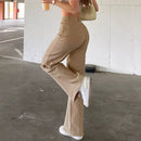 Women High Waist Stretch Wide Leg Femme Trousers