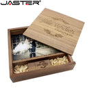 USB Memory Stick with Photography Wood Box (170x170x35mm) for Bride, Groom (Walnut)