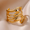 Gold Hollow Wide Ring Female