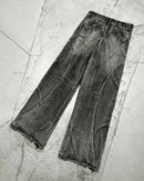 Stitching Men's Black Washed Jeans