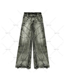 Stitching Men's Black Washed Jeans