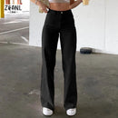 Women High Waist Stretch Wide Leg Femme Trousers