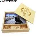 USB Memory Stick with Photography Wood Box (170x170x35mm) for Bride, Groom (Walnut)