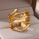 Gold Hollow Wide Ring Female