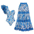 Vintage Print Swimsuit Monokini Bikini 2 Piece Swimsuits Two Piece Tank