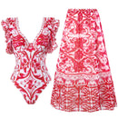 Vintage Print Swimsuit Monokini Bikini 2 Piece Swimsuits Two Piece Tank